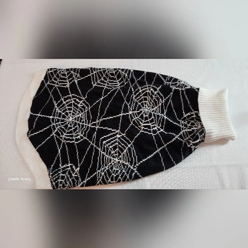 🏖 Spiderweb Halloween Dog Sweater Turtleneck Pet Outfit Size Extra Large XL